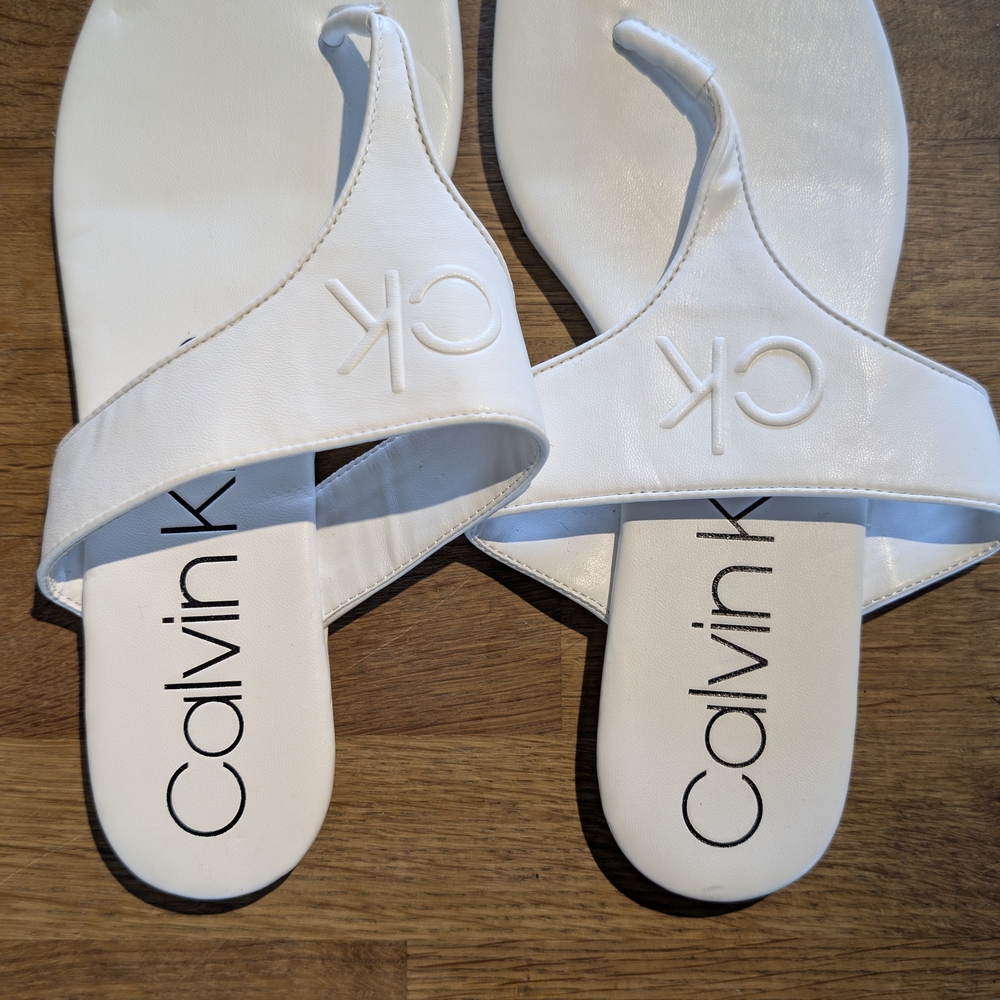 Calvin Klein Women's White Slide Sandals
